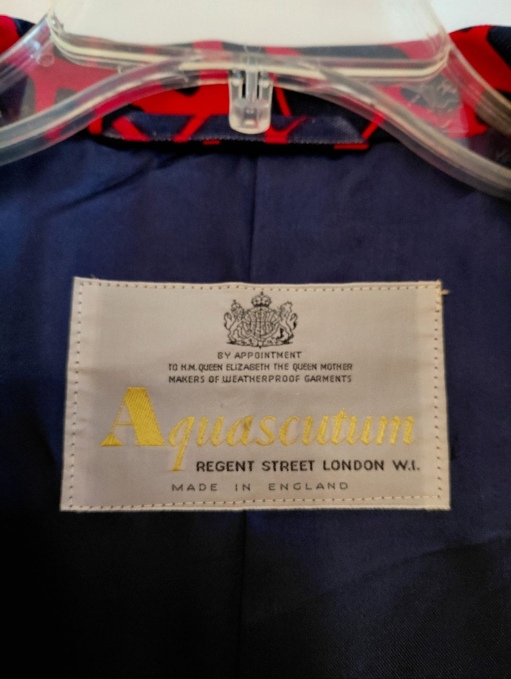 Vintage Aquascutum Weatherproof Trench Coat London England Blue Red Gold Buttons - Picture 3 of 11